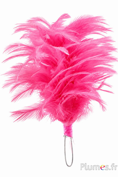 Pluim haan met ring - hoogte 20 cm - roze